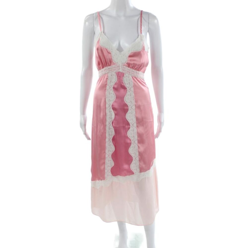 Love Shack Fancy Womens Slip Dress Pink V-Neck Long Sleeveless Size 0